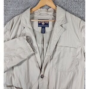 Duluth Trading Co Mens Beige Cotton Blazer Jacket Size L‎ 2 Button Lined